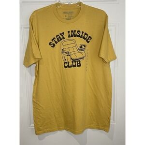 Melmarc Men's Large Mustard Yellow "Stay Inside Club" New Tee Shirt T Shirt